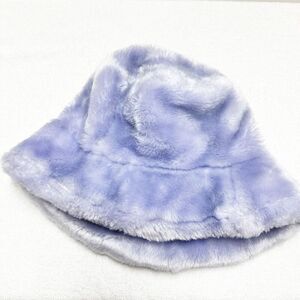 Girls Fuzzy Purple Bucket Hat Y2K